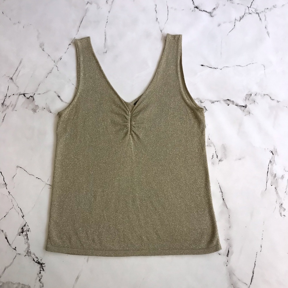MNG Suit Blouse Tank Top Metallic Gold Medium